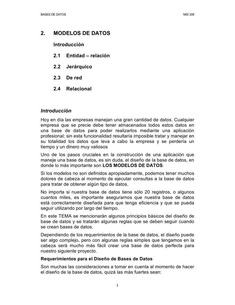Imágen de pdf 2. MODELOS DE DATOS - BASES DE DATOS